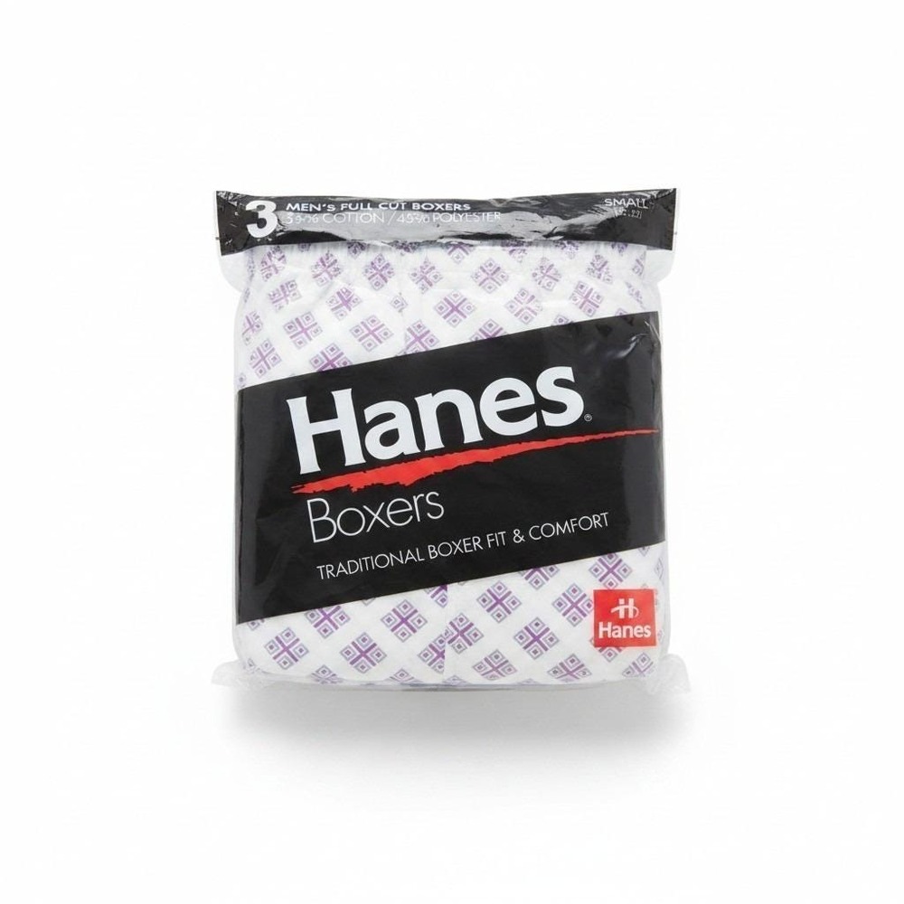 Vintage 1993 Hanes Mens Full Cut Boxers 3 Pack Geometric Print Small NIP USA